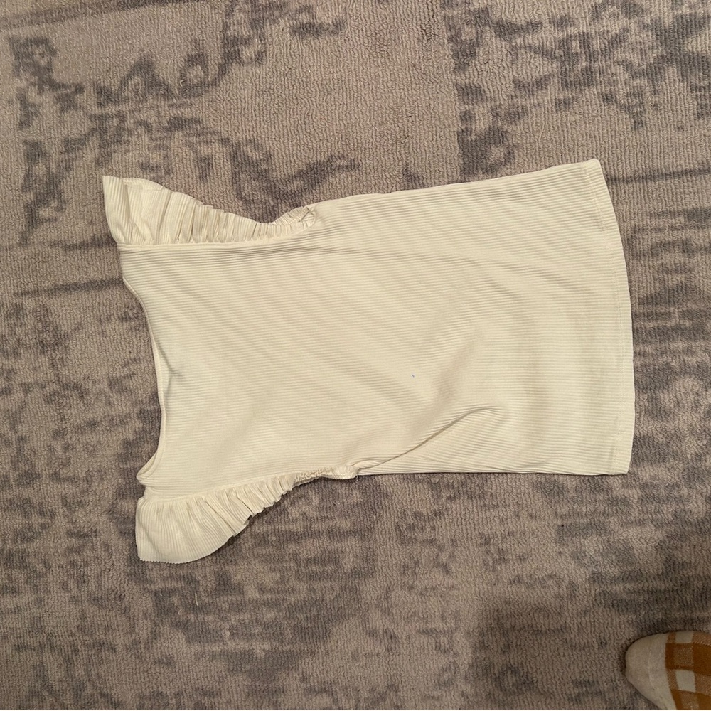 J. Crew Ivory Ruffle Sleeve Tee - Picture 2 of 3
